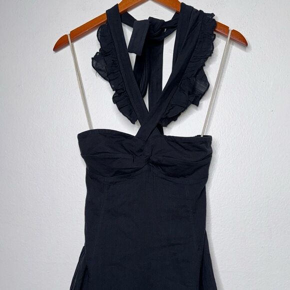 Free People Sleeveless Halter Backless Ruffle Bodycon Mini Party Dress Size Sm - Picture 6 of 11